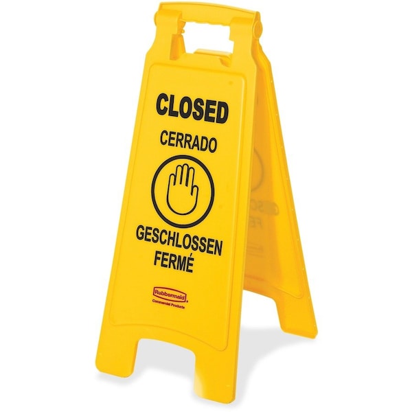 Closed Multi-Lingual Floor Sign, 25" Height, 11" Width, Plastic, Rectangular